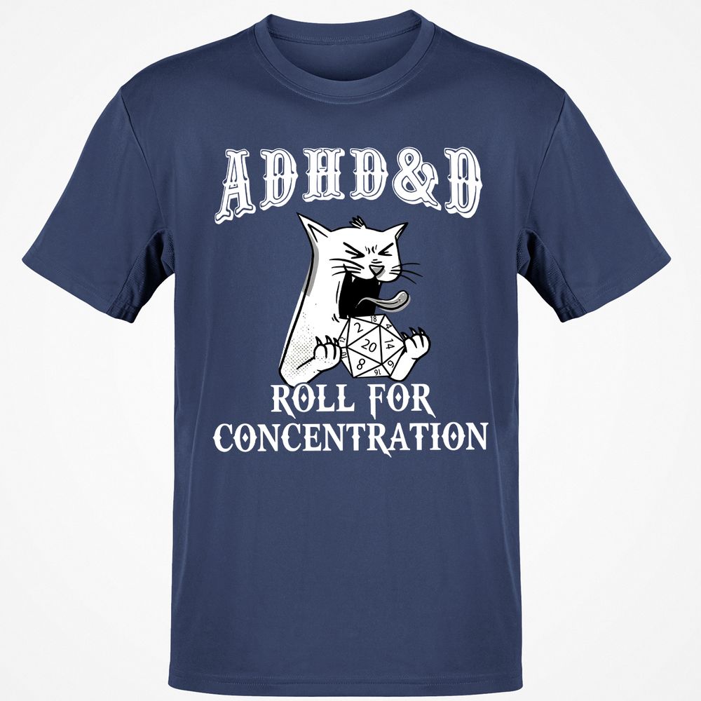 Cat ADHD&D Roll For Concentration Classic Unisex T-Shirt - Navy - 7