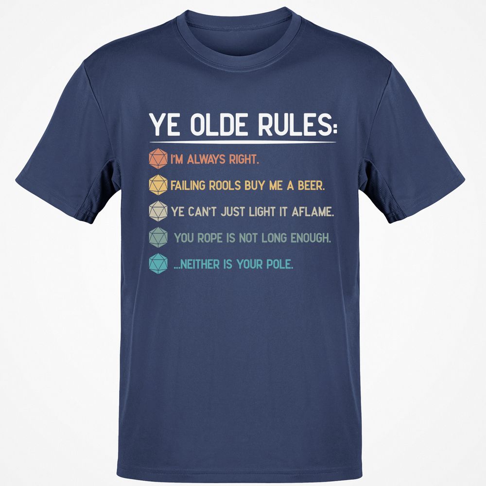 Dungeon Master Rules – Ye Olde RPG Classic Unisex T-Shirt - Navy - 7