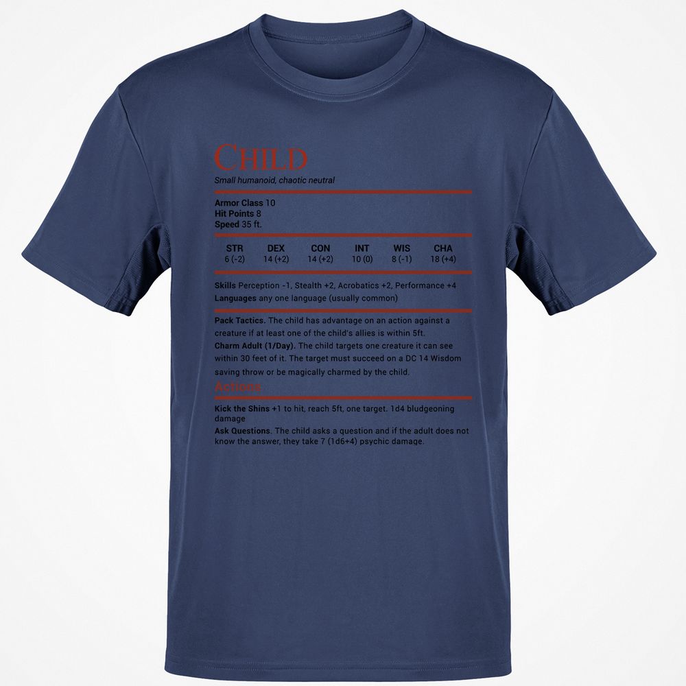 Child Stats Classic Unisex T-Shirt - Navy - 7