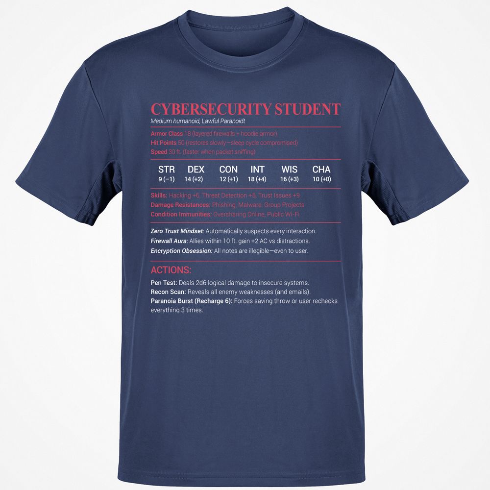 Cybersecurity Student Classic Unisex T-Shirt - Navy - 7