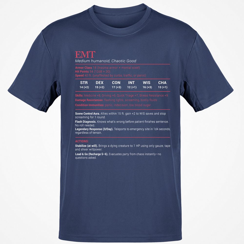 EMT Stats Classic Unisex T-Shirt - Navy - 7