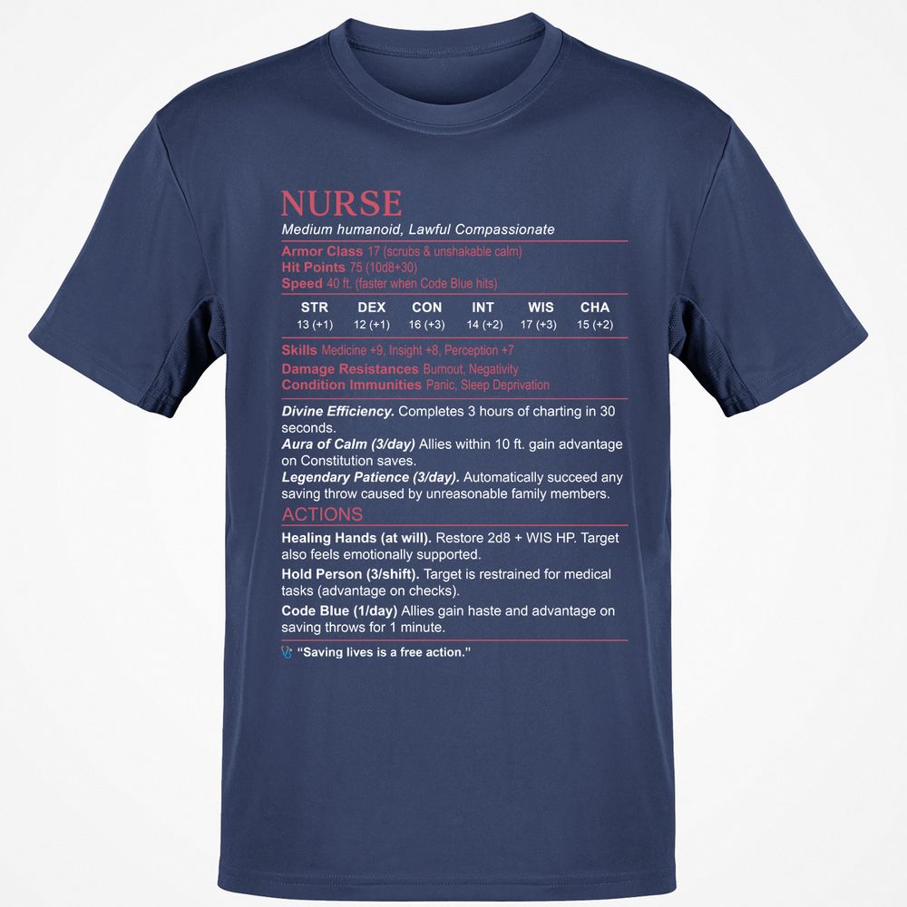 Nurse Stats 3 Classic Unisex T-Shirt - Navy - 7