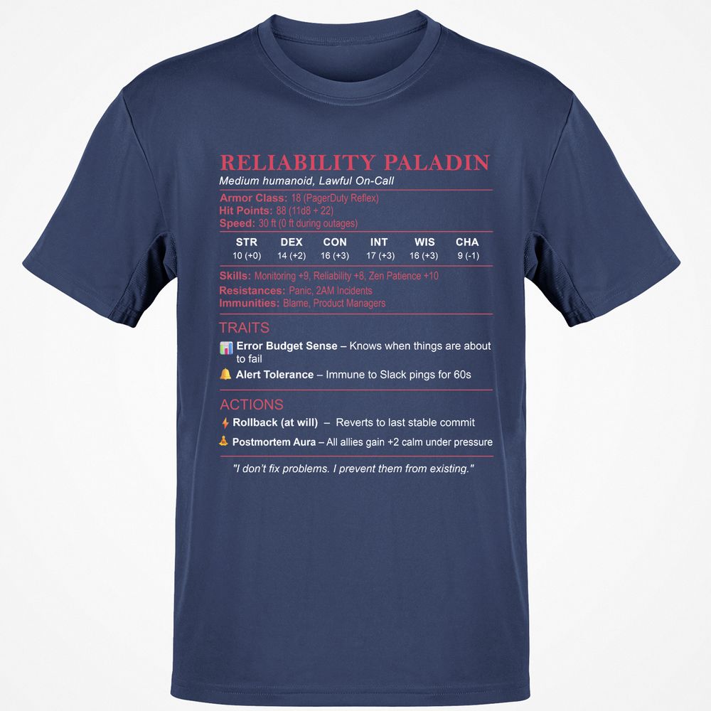 SRE Stats (Reliability Paladin) Classic Unisex T-Shirt - Navy - 7