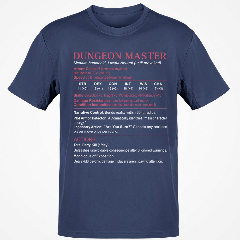 Dungeon Master Stats Classic Unisex T-Shirt - Navy - 7