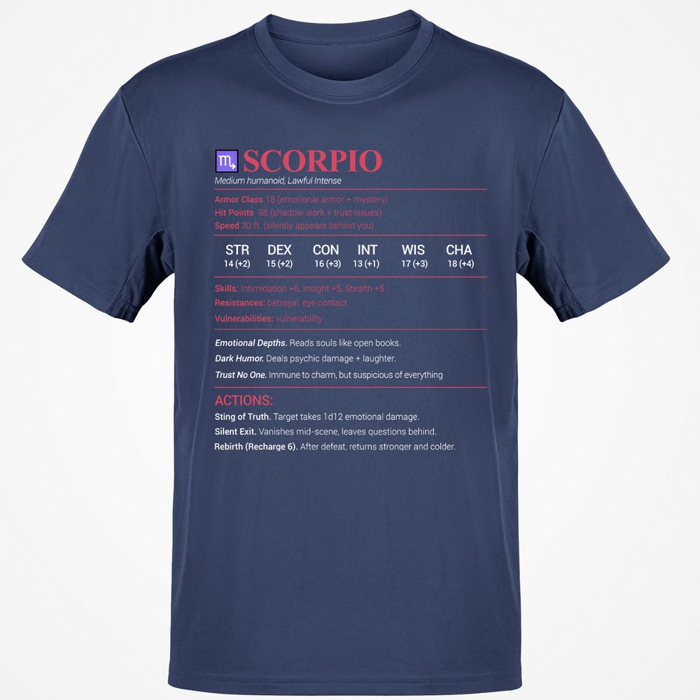 Scorpio Stats Classic Unisex T-Shirt - Navy - 7