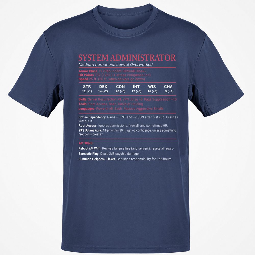 System Administrator Stats Classic Unisex T-Shirt - Navy - 7