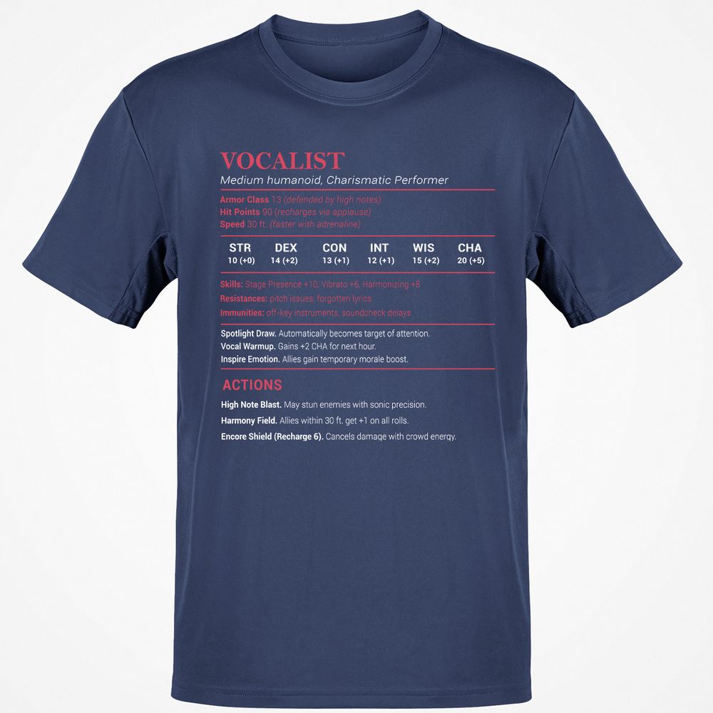 Vocalist Stats Classic Unisex T-Shirt - Navy - 7