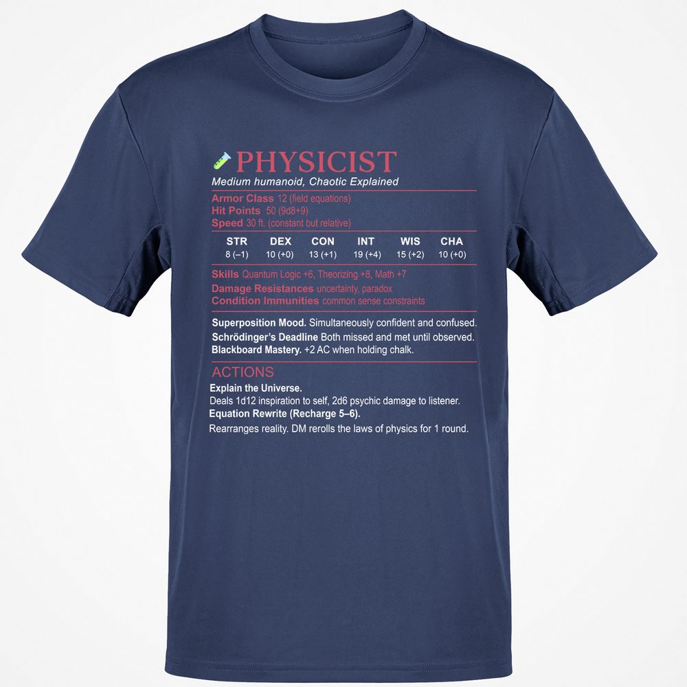 Physicist Stats Classic Unisex T-Shirt - Navy - 7