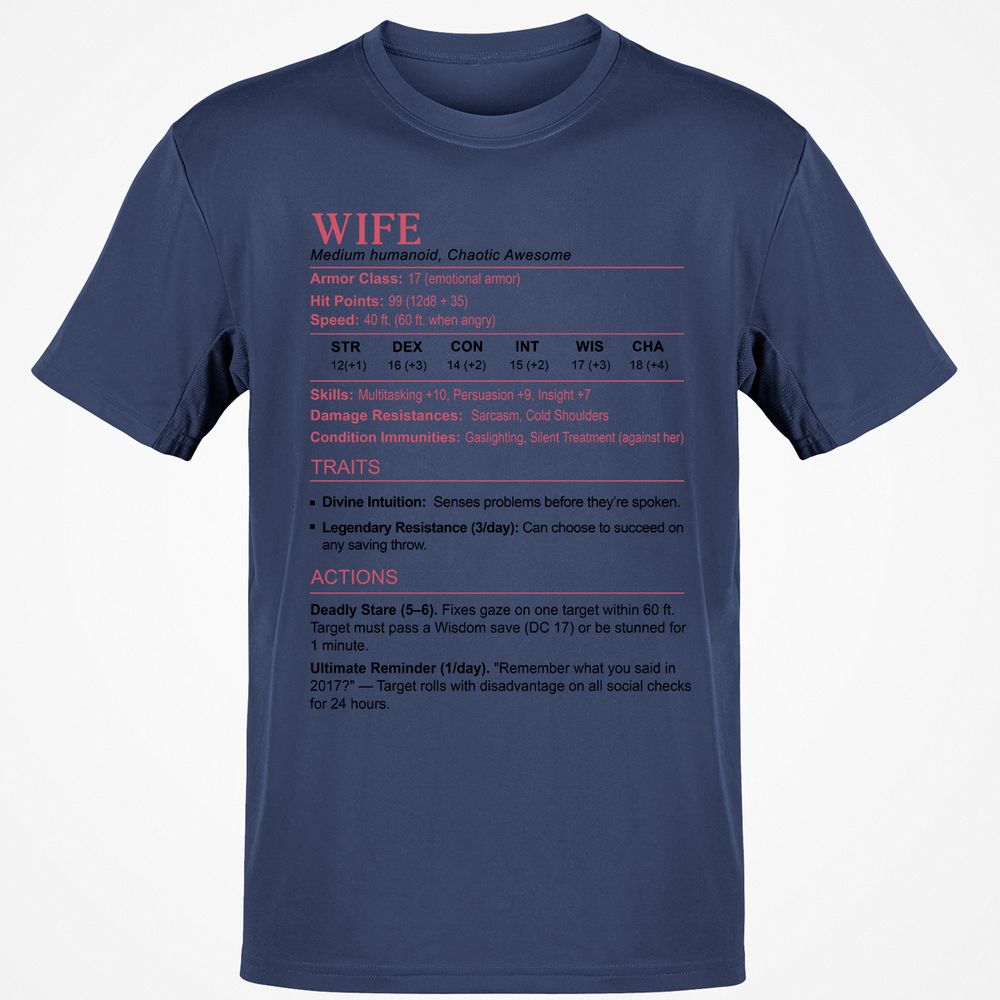Wife Stats 2 Classic Unisex T-Shirt - Navy - 7
