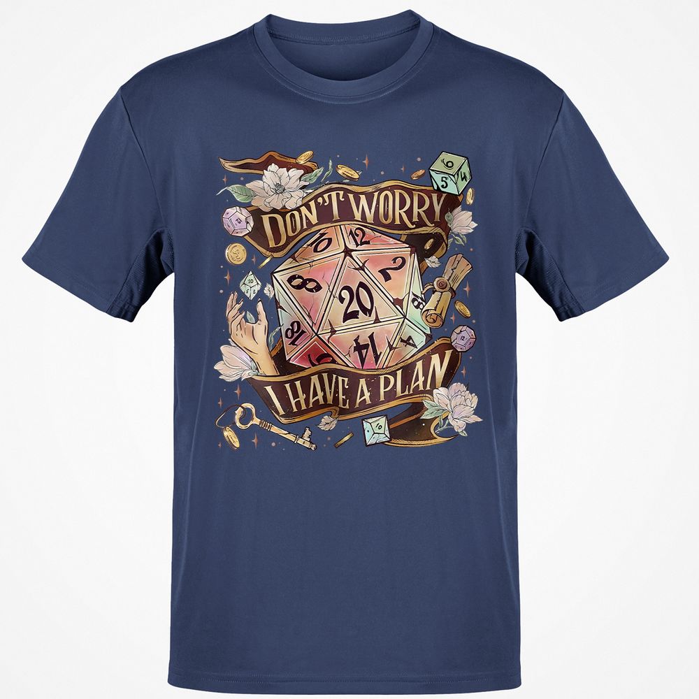 Floral Don't Worry I Have A Plan Classic Unisex T-Shirt - Navy - 7