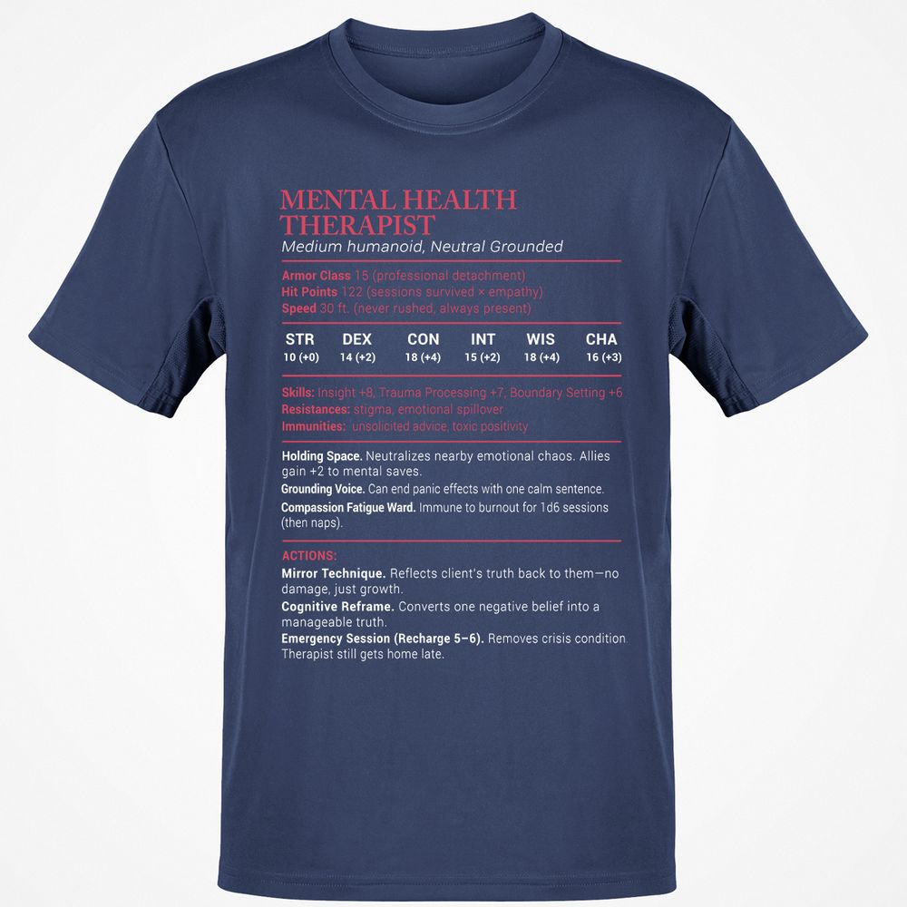 Mental Health Therapist Stats Classic Unisex T-Shirt - Navy - 7