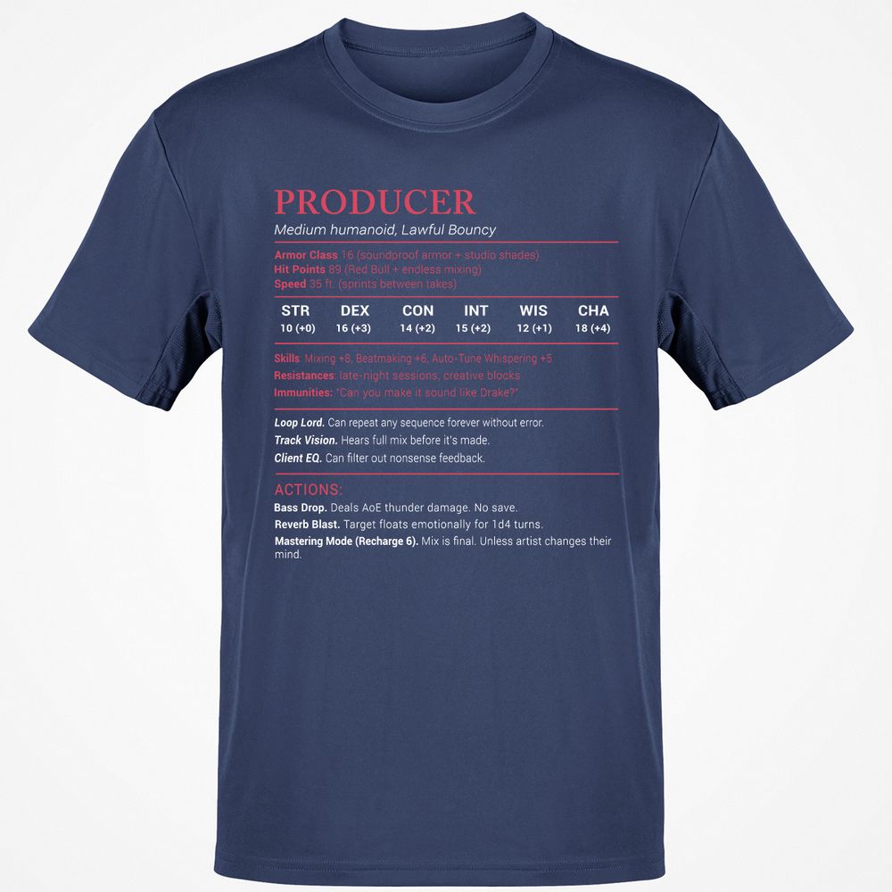 Producer Stats Classic Unisex T-Shirt - Navy - 7