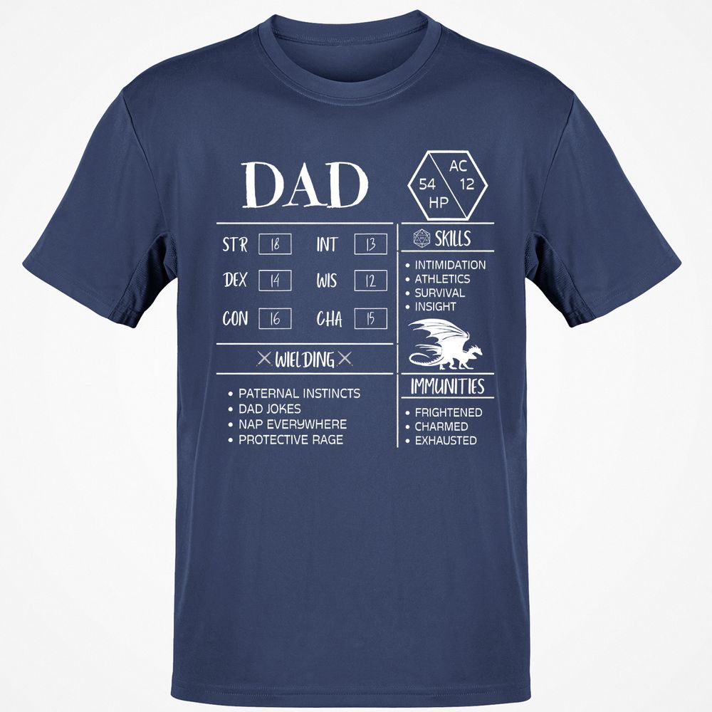 Dad Stats 2 Classic Unisex T-Shirt - Navy - 7