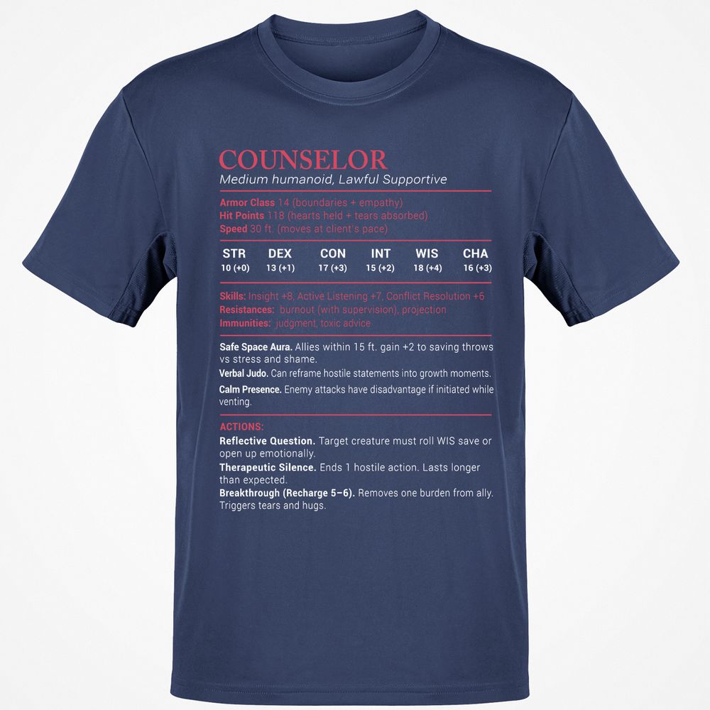 Counselor Stats Classic Unisex T-Shirt - Navy - 7
