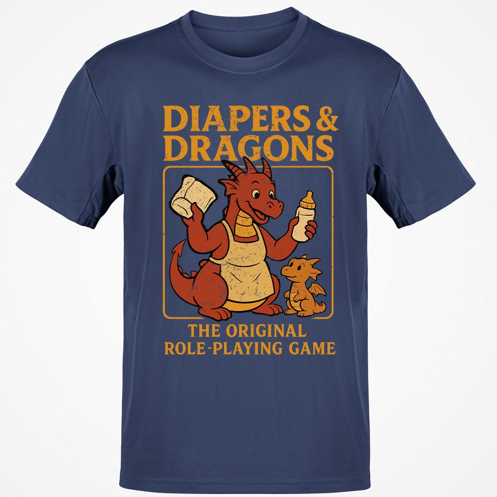 Diapers & Dragons Classic Unisex T-Shirt - Navy - 7