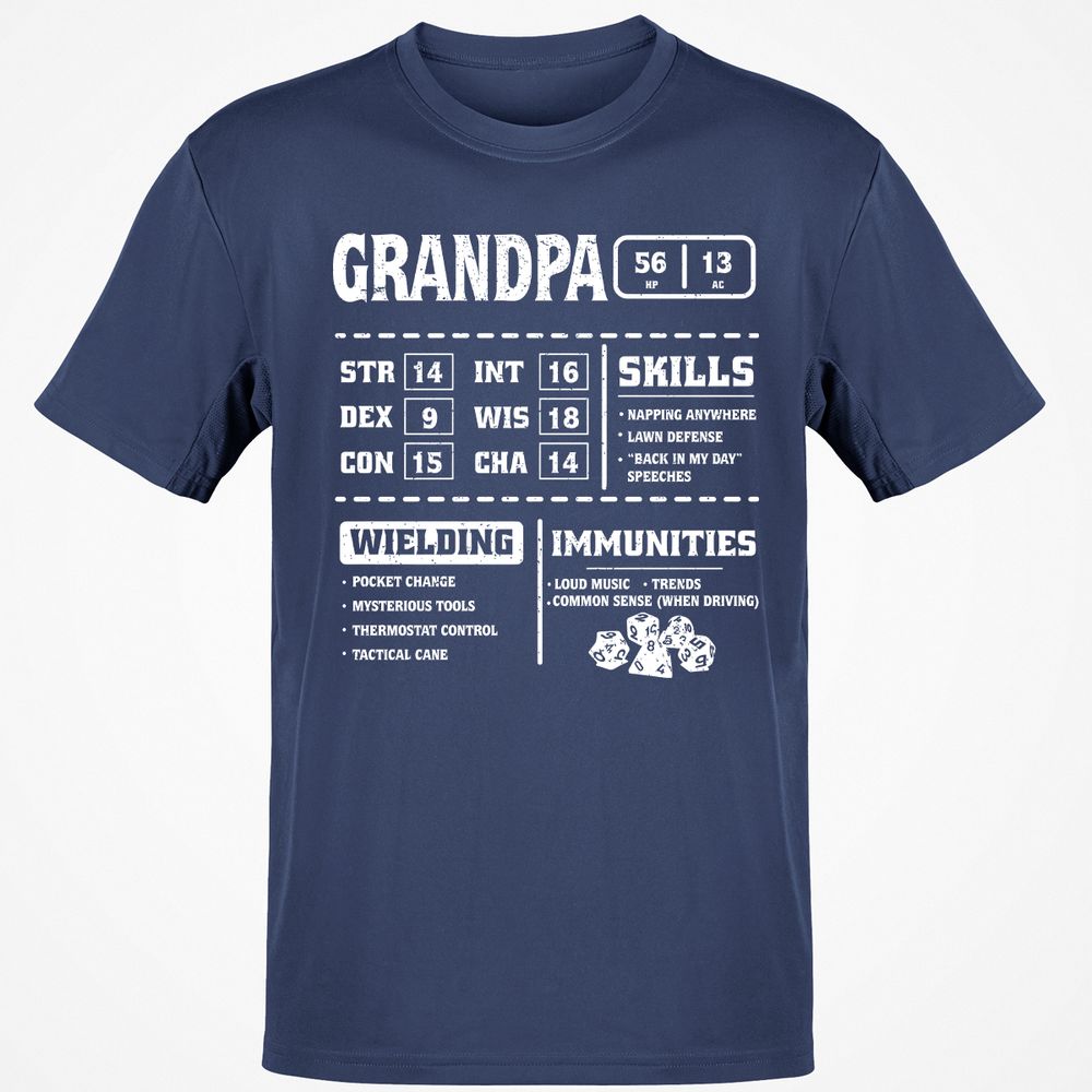 Grandpa Stats 2 Classic Unisex T-Shirt - Navy - 7