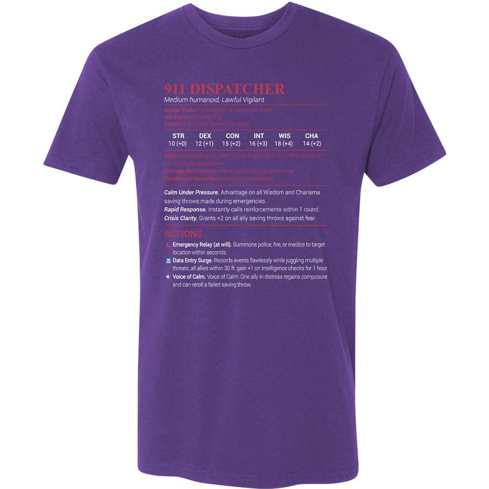 911 Dispatcher Premium Unisex T-Shirt - Purple Rush - 7
