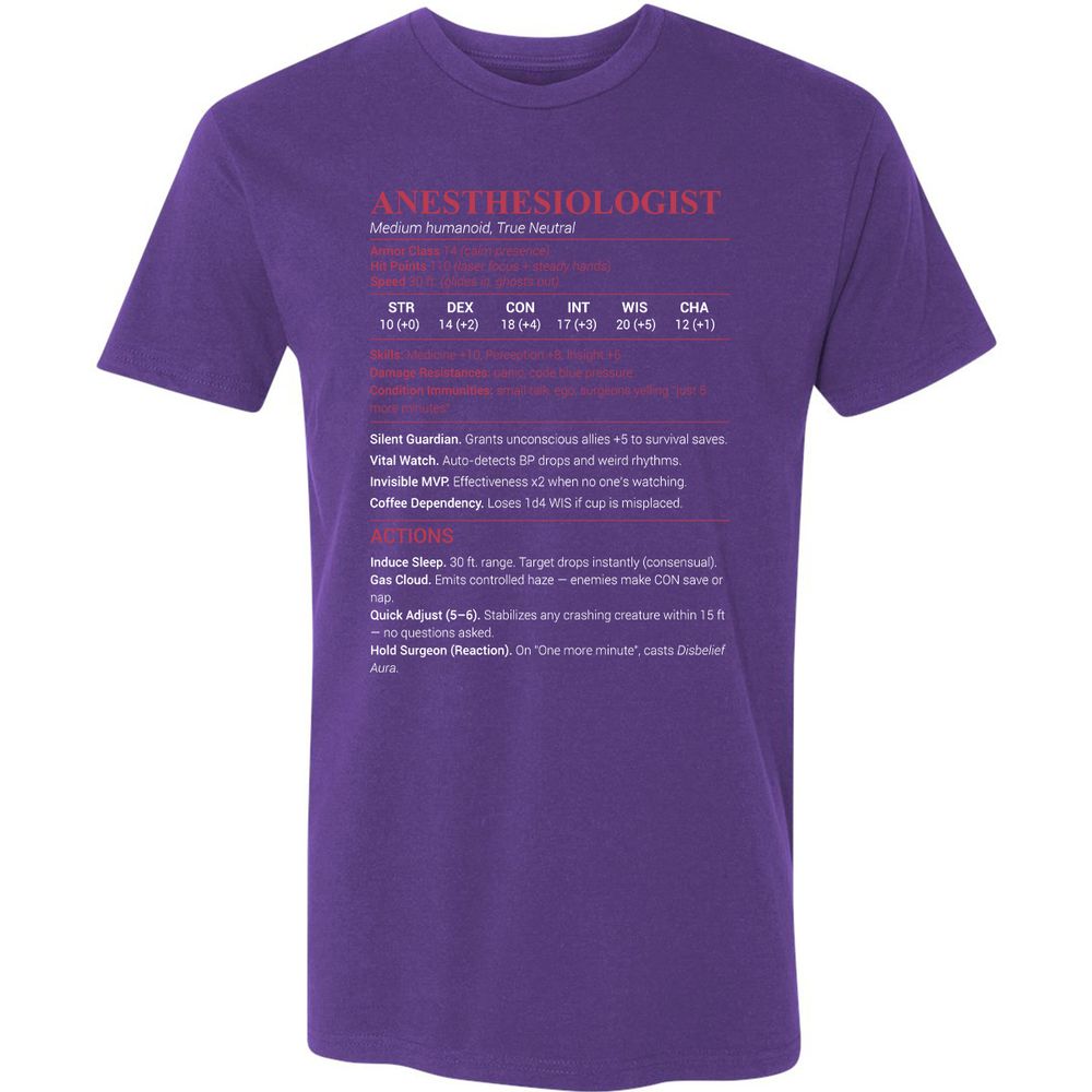 Anesthesiologist Stats Premium Unisex T-Shirt - Purple Rush - 7