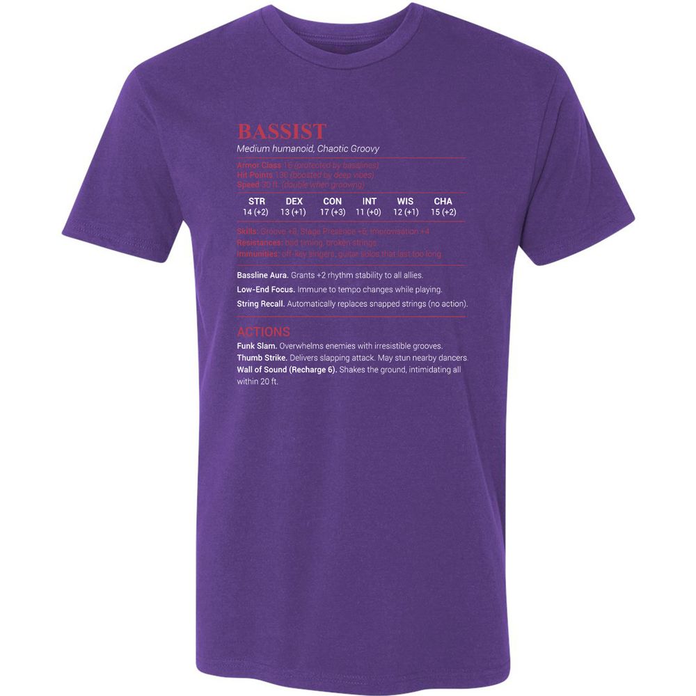 Bassist Stats Premium Unisex T-Shirt - Purple Rush - 7