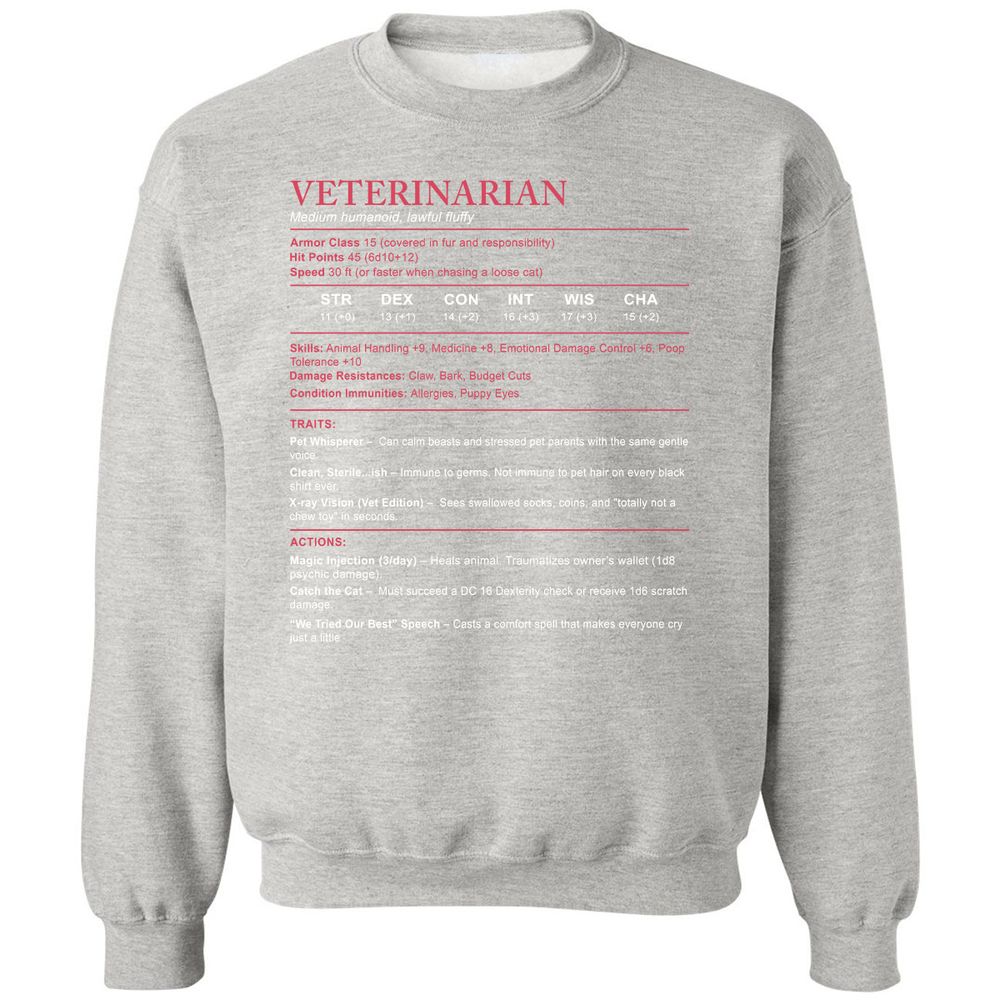 Veterinarian Stats Classic Unisex Sweatshirt - Ash - 8