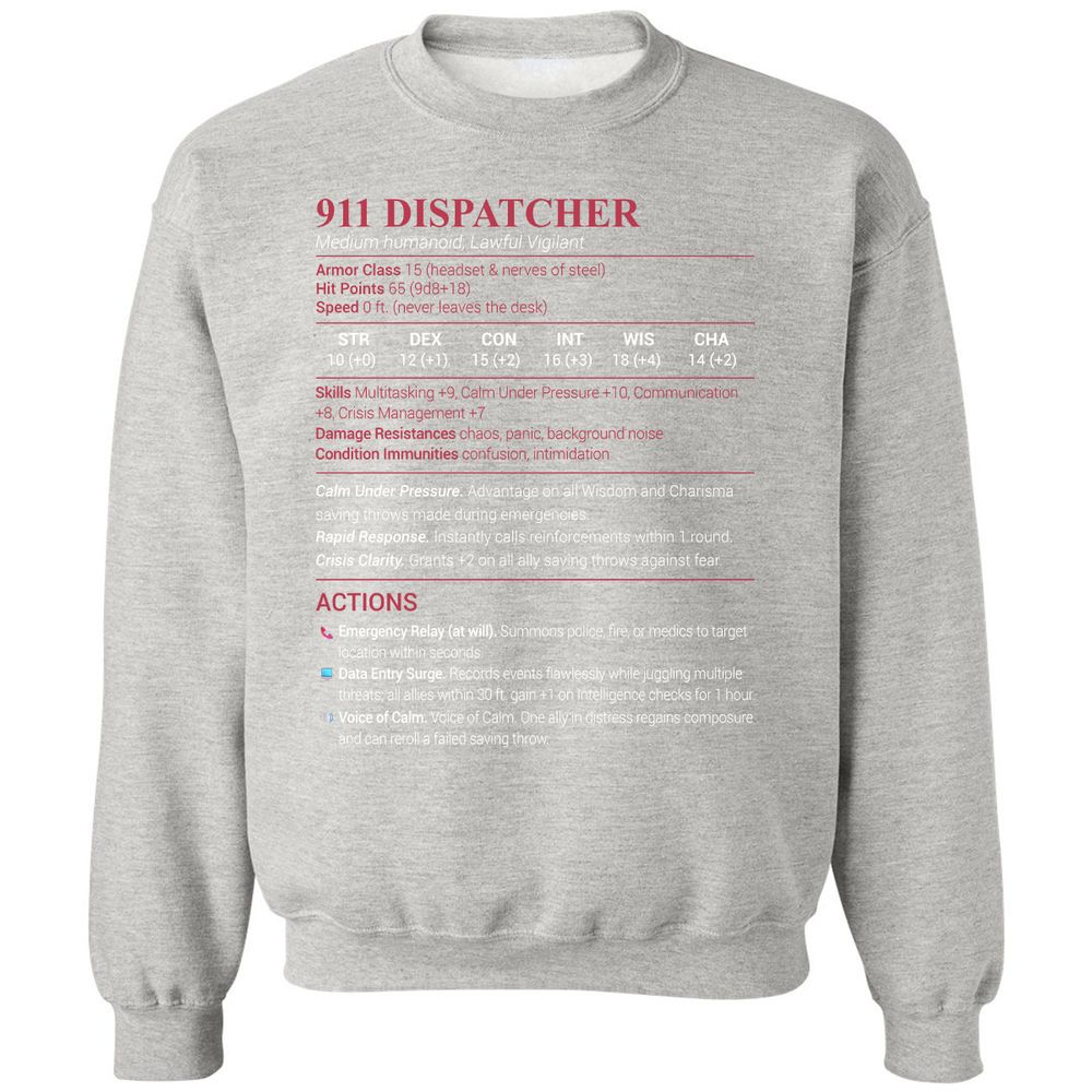 911 Dispatcher Classic Unisex Sweatshirt - Ash - 8