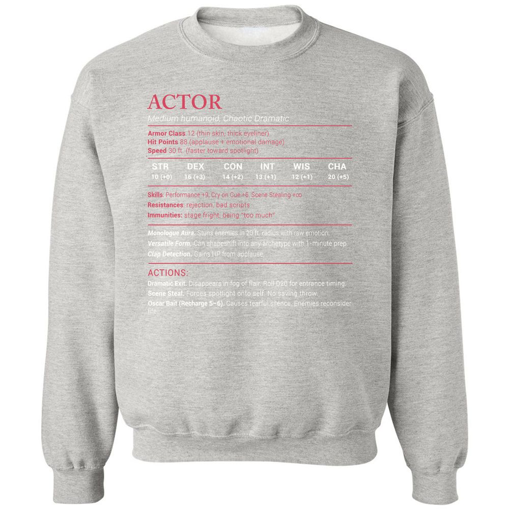 Actor Stats Classic Unisex Sweatshirt - Ash - 8