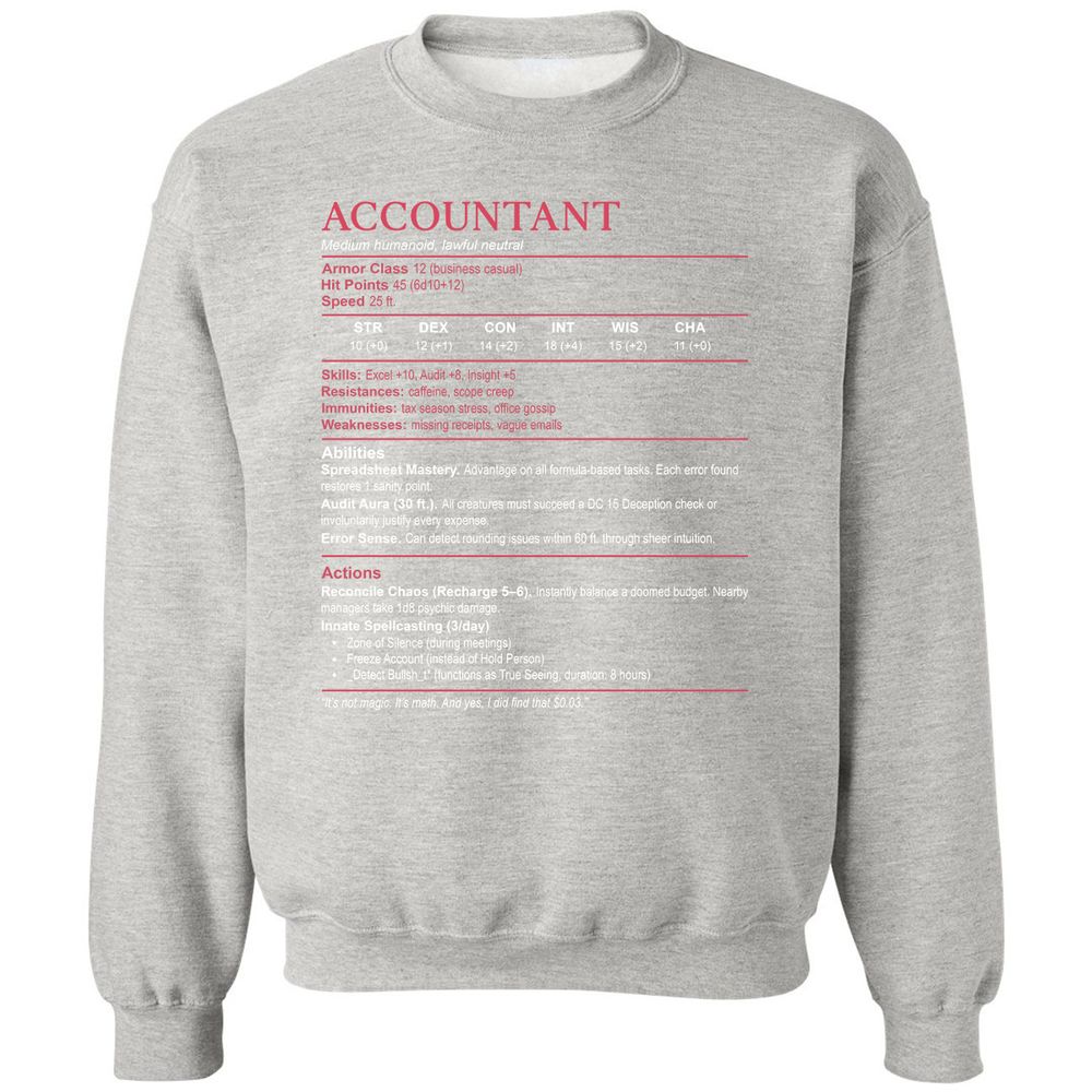 Accountant Stats Classic Unisex Sweatshirt - Ash - 8