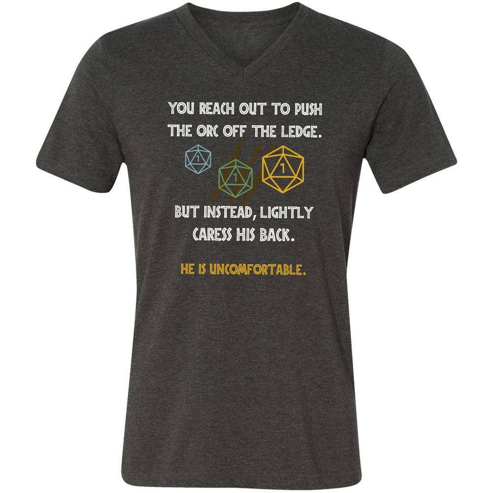 YOU REACH OUT TO PUSH Unisex V-Neck T-Shirt - Dark Grey Heather - 8
