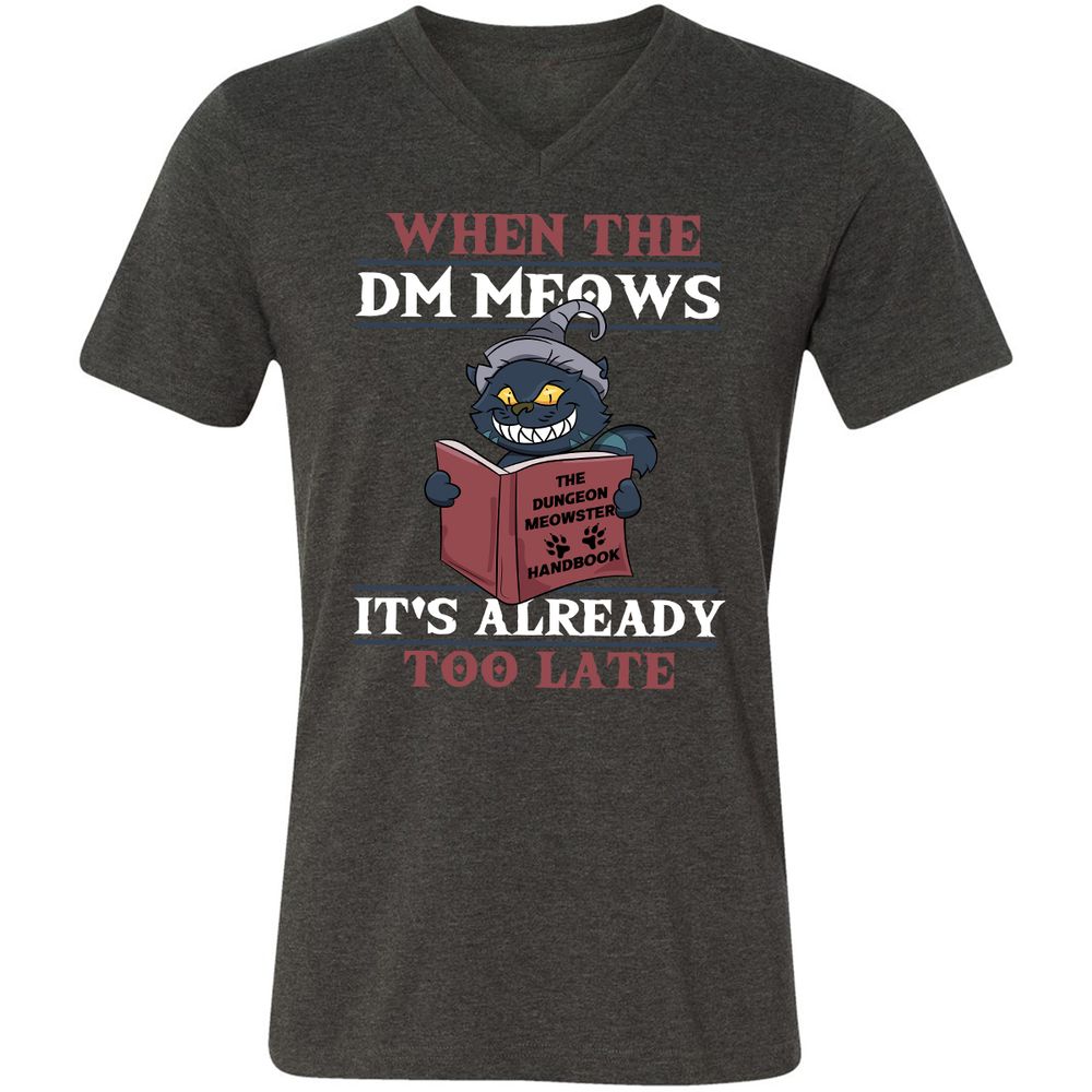 When The DM Meow Unisex V-Neck T-Shirt - Dark Grey Heather - 8