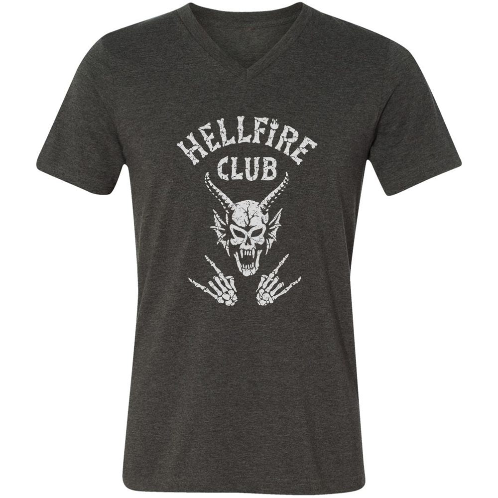 Hellfire Club Unisex V-Neck T-Shirt - Dark Grey Heather - 8