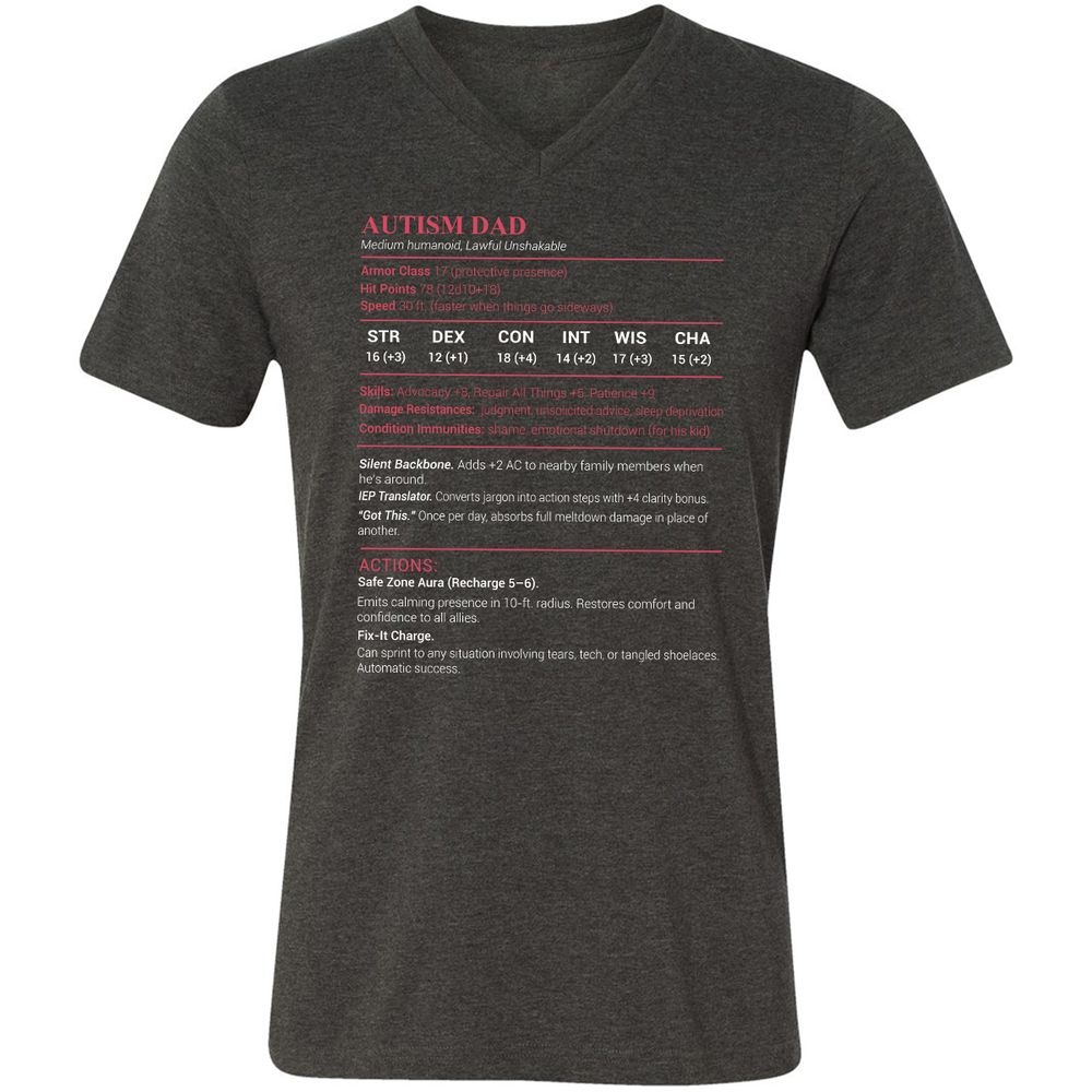 Autism Dad Unisex V-Neck T-Shirt - Dark Grey Heather - 8