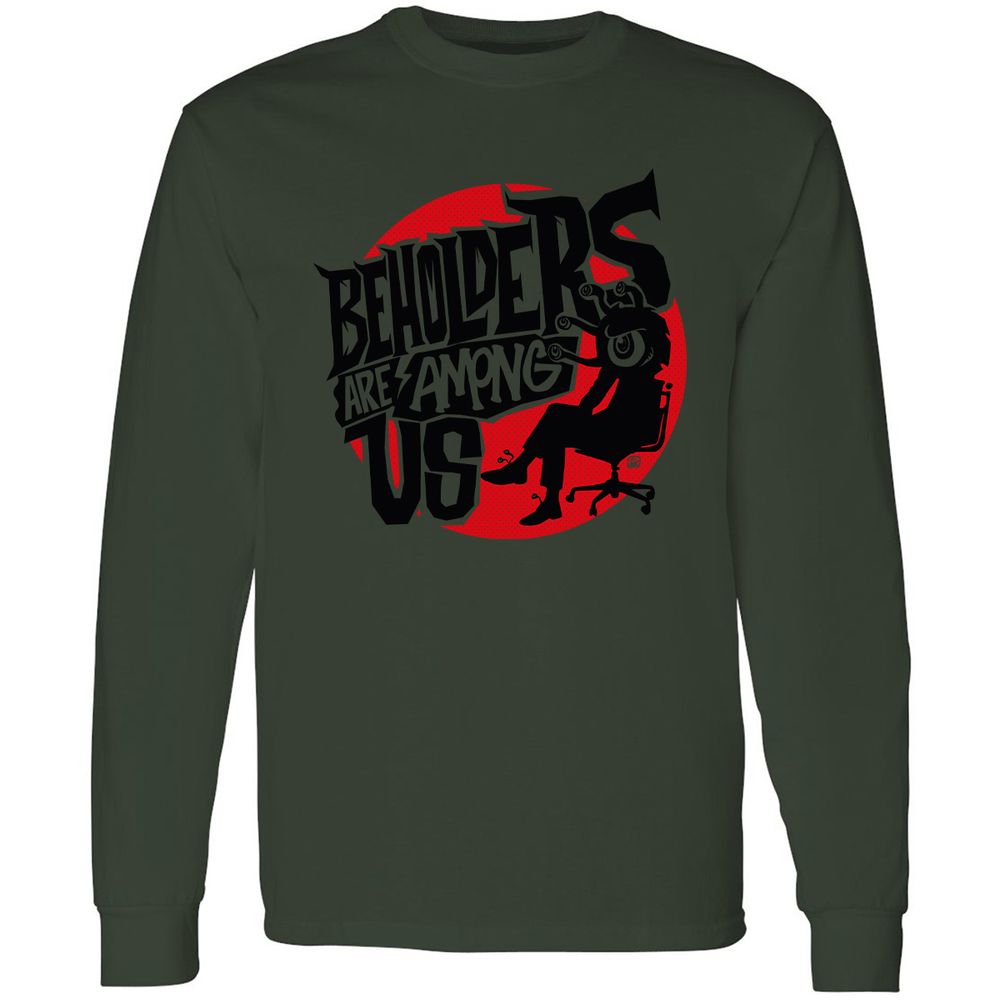 Beholders Are Among Us Long Sleeve T-Shirt - Forest Green - 8