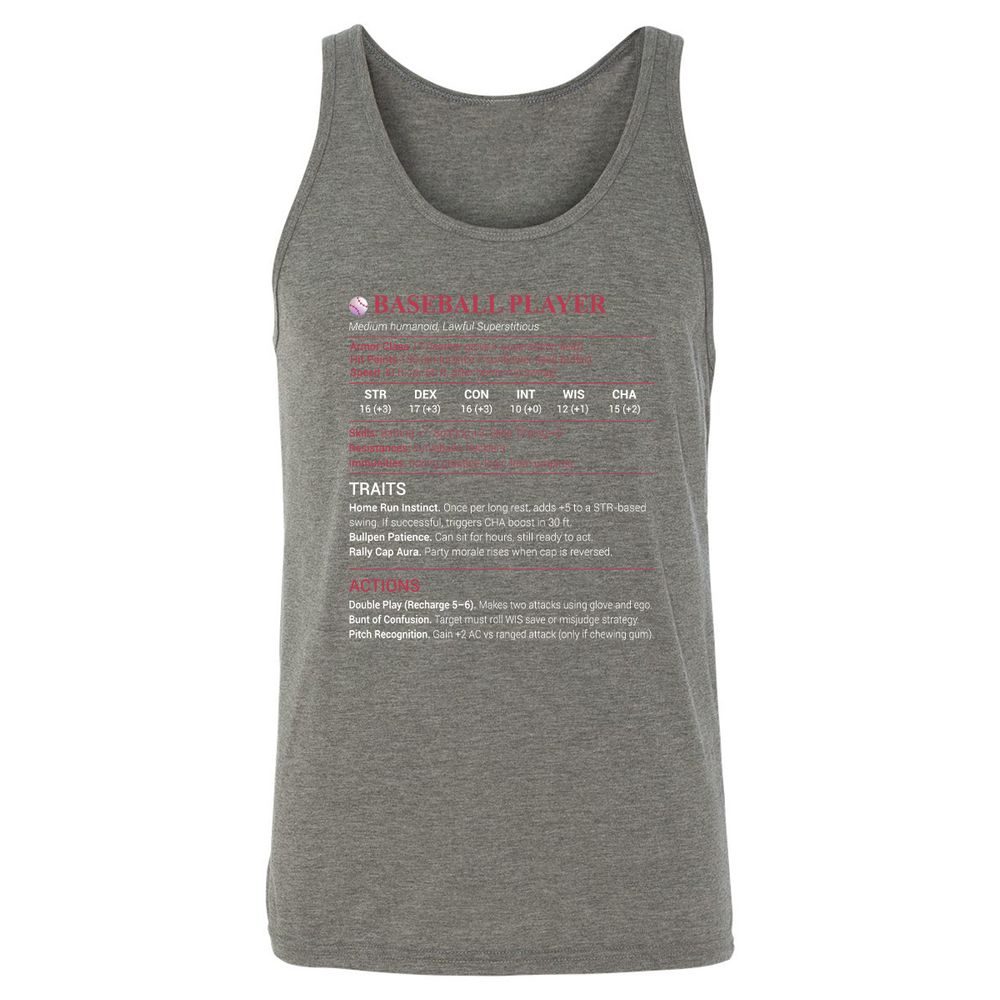 Baseball Player Unisex Jersey Tank - Grey Triblend - 8