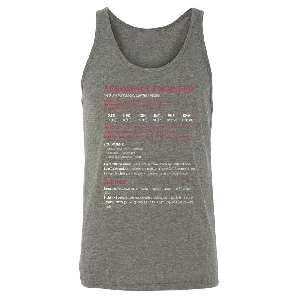 Aerospace Engineer Unisex Jersey Tank - Grey Triblend - 8
