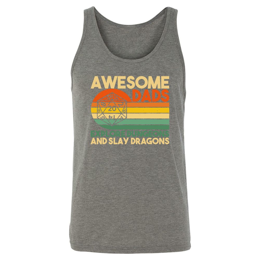 Awesome Dads Explore Dungeons Unisex Jersey Tank - Grey Triblend - 8