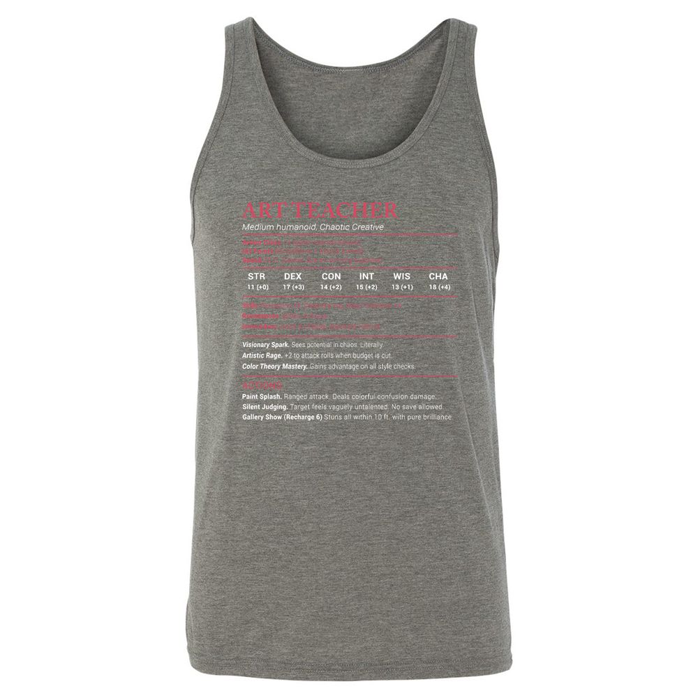Art Teacher Stats Unisex Jersey Tank - Grey Triblend - 8