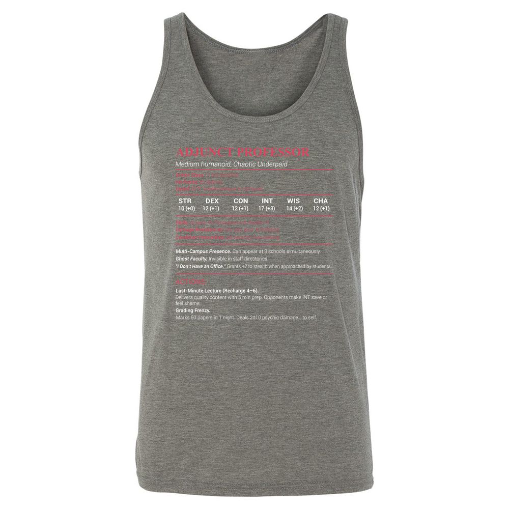 Adjunct Professor Stats Unisex Jersey Tank - Grey Triblend - 8