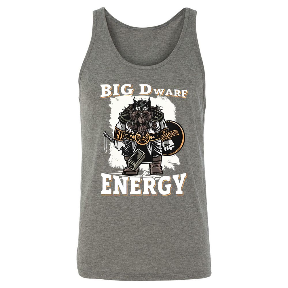 Big Dwarf Energy Unisex Jersey Tank - Grey Triblend - 8