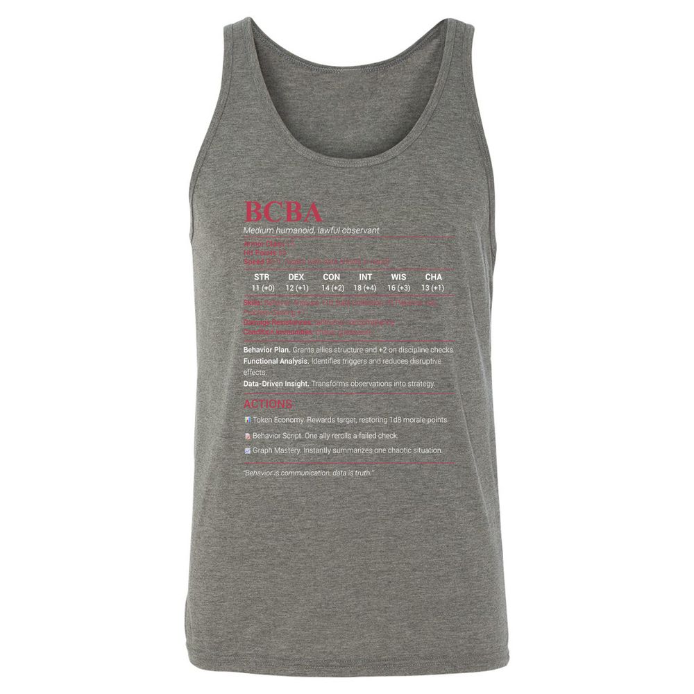 BCBA Unisex Jersey Tank - Grey Triblend - 8