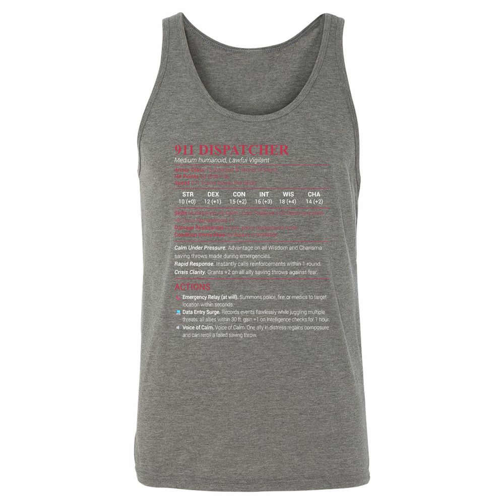 911 Dispatcher Unisex Jersey Tank - Grey Triblend - 8