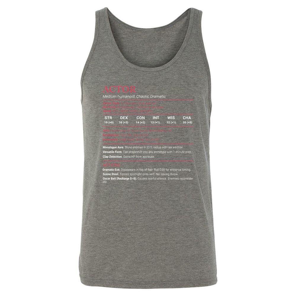 Actor Stats Unisex Jersey Tank - Grey Triblend - 8