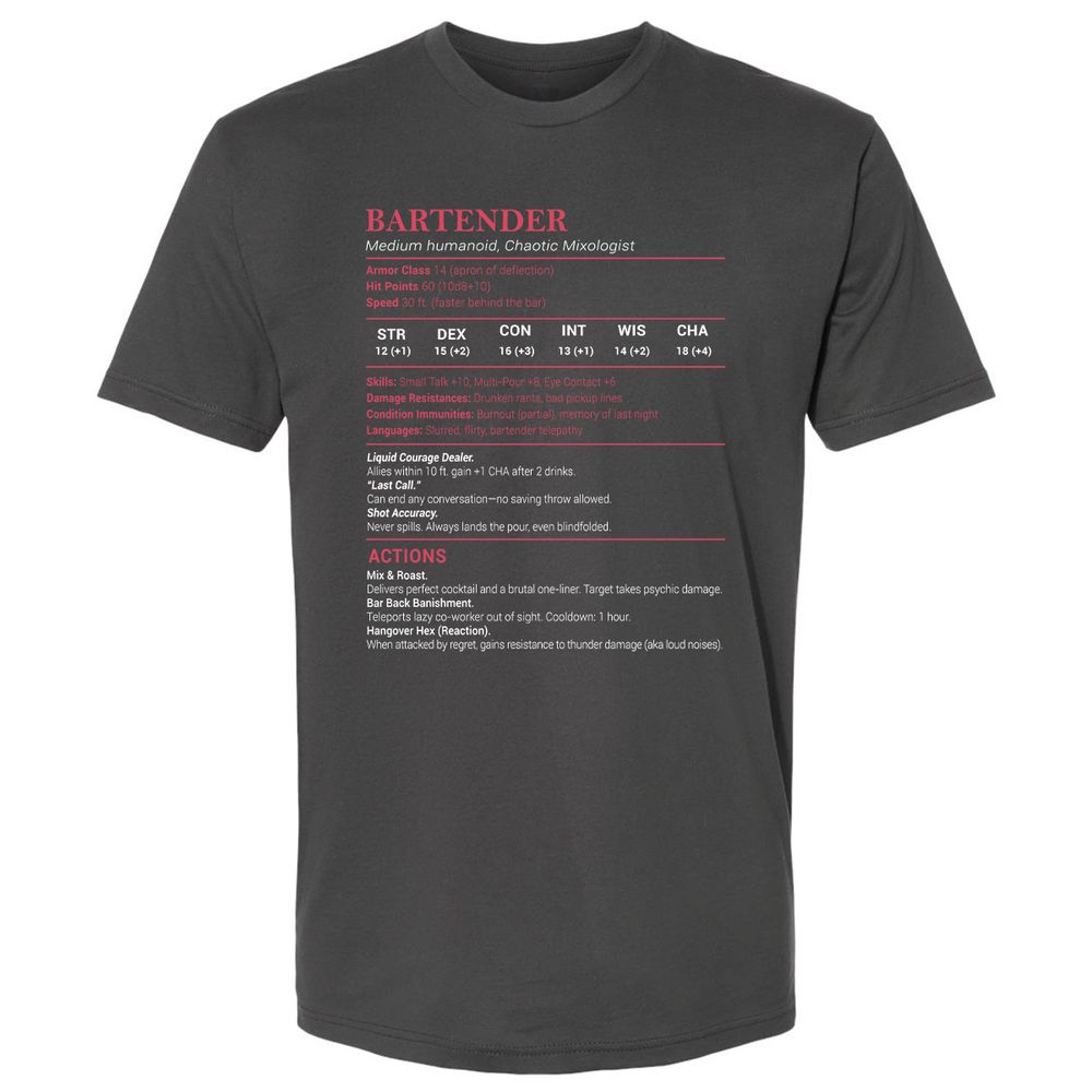 Bartender Stats Premium Unisex T-Shirt - Heavy Metal - 8