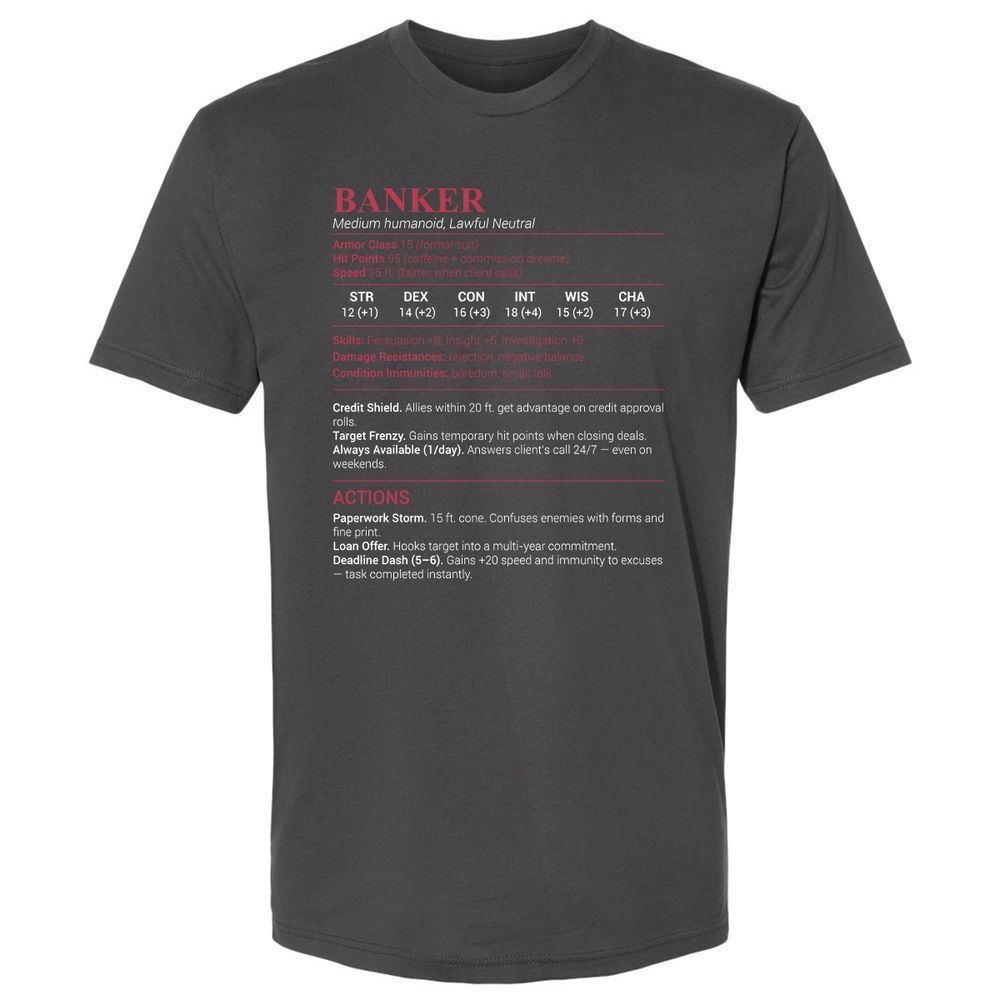 Banker Stats Premium Unisex T-Shirt - Heavy Metal - 8