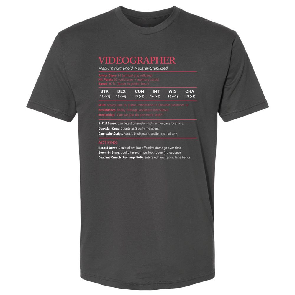 Videographer Stats Premium Unisex T-Shirt - Heavy Metal - 8
