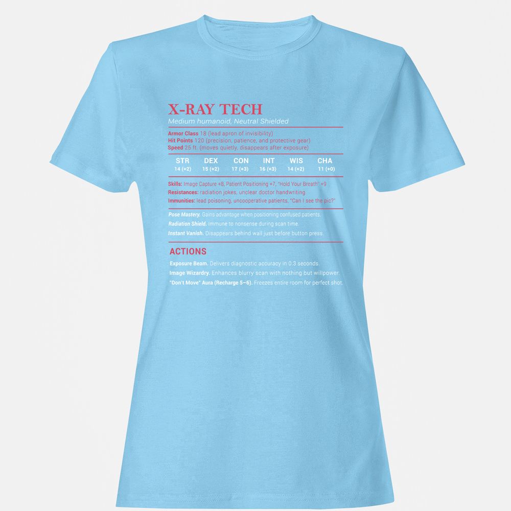 X-ray Tech Stats Women's T-Shirt - Light Blue - 8