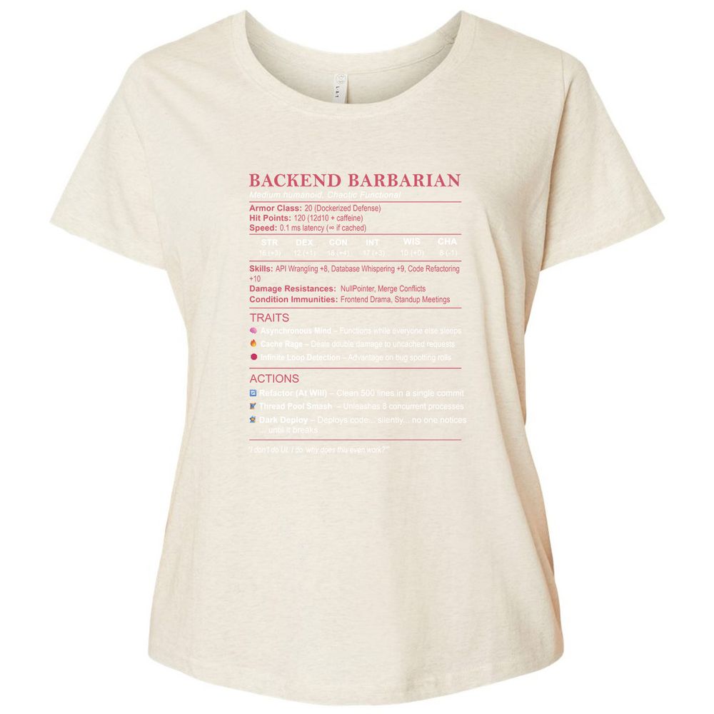 Backend Barbarian Stats Ladies Curvy Jersey - Natural Heather - 8