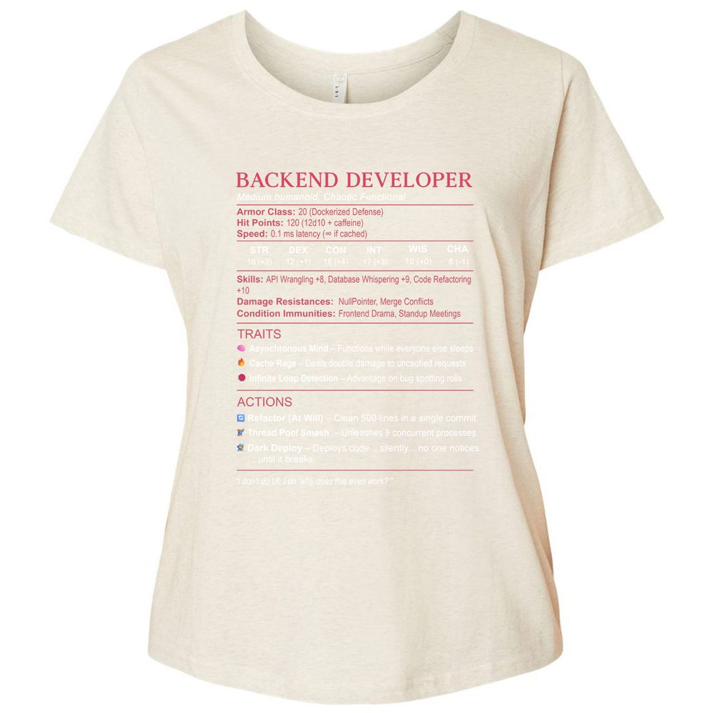Backend Developer Stats Ladies Curvy Jersey - Natural Heather - 8