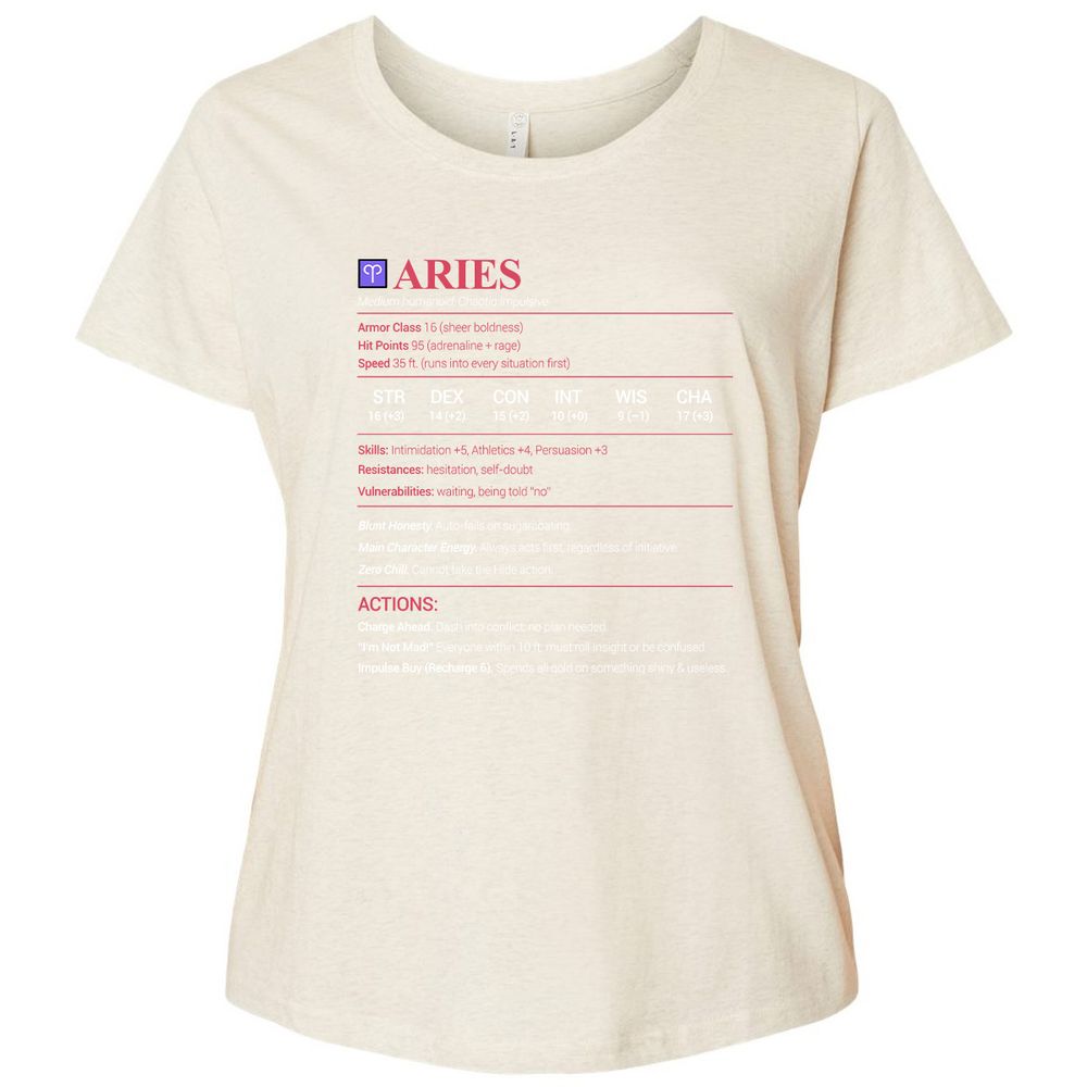 Aries Stats Ladies Curvy Jersey - Natural Heather - 8