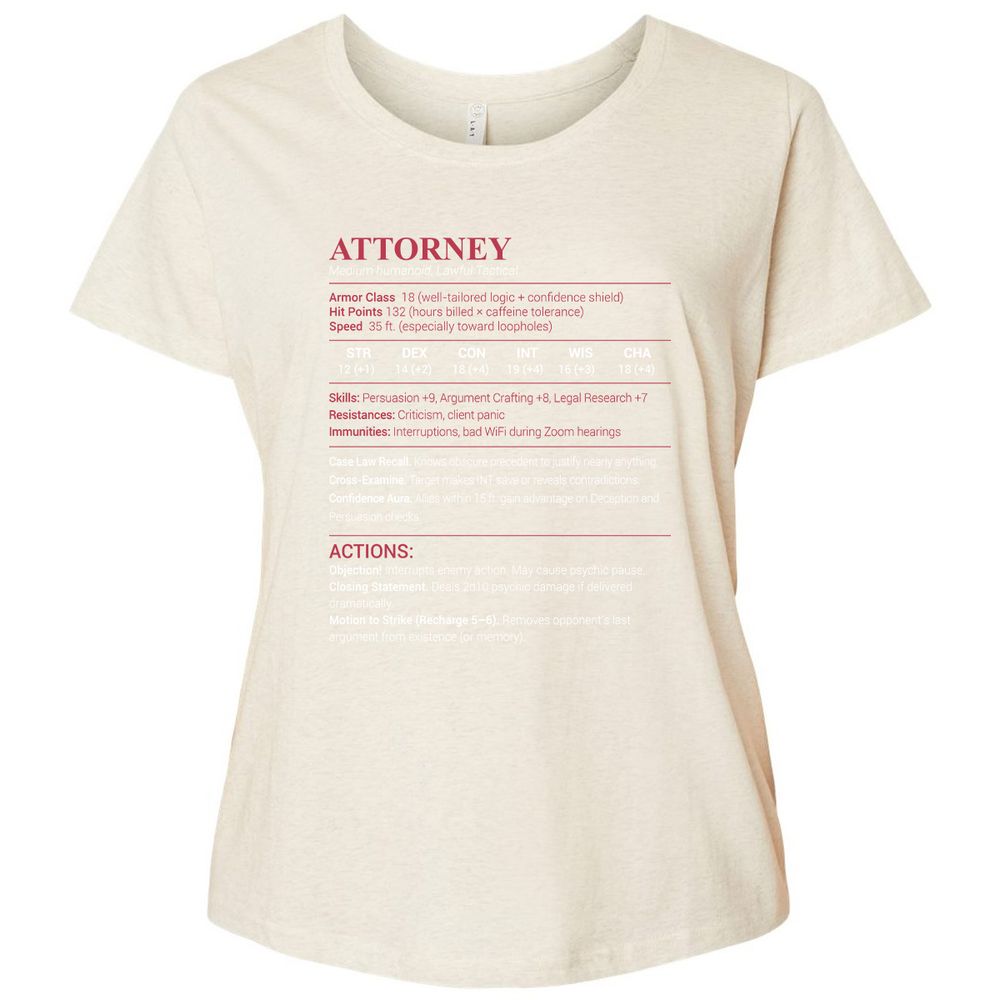 Attorney Stats Ladies Curvy Jersey - Natural Heather - 8