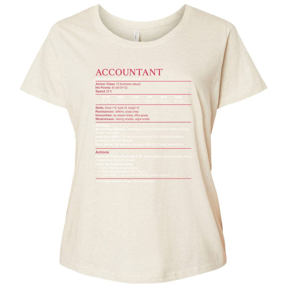 Accountant Stats Ladies Curvy Jersey - Natural Heather - 8